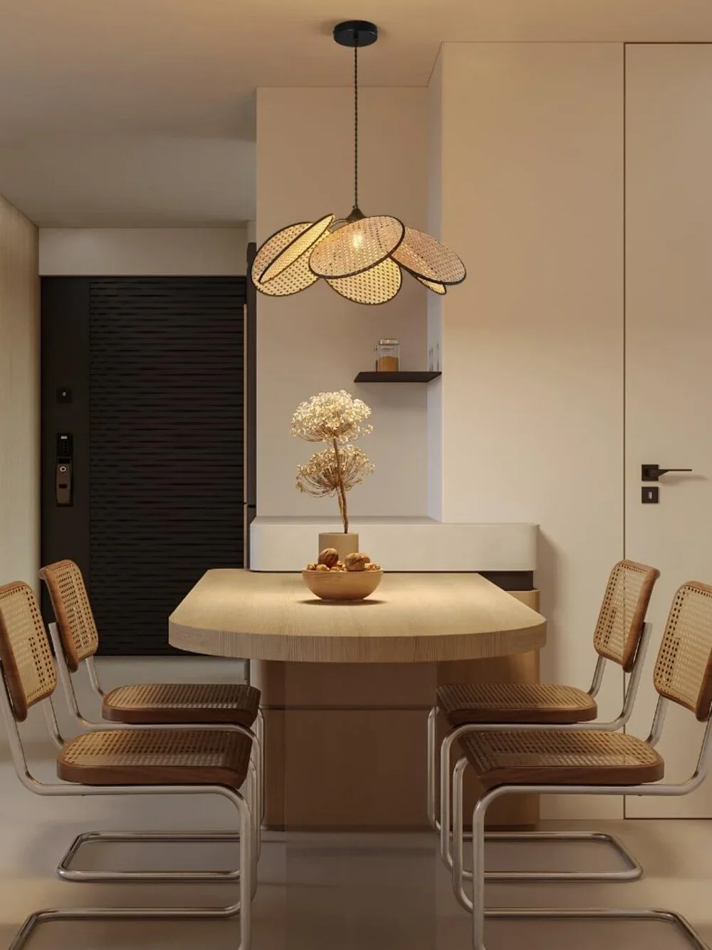 ADCTHOME 376-1 Boho Hemp Rope Rattan Pendant Light for Kitchen Bedroom